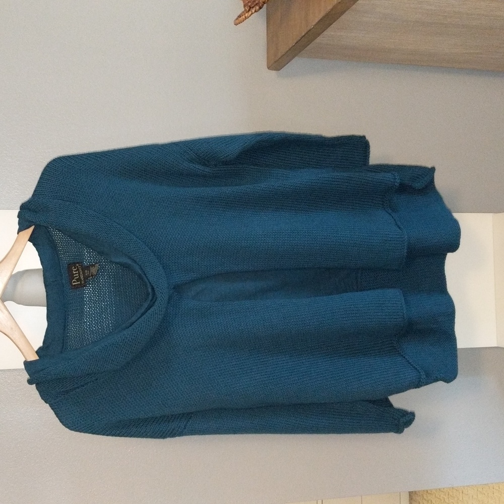 Pure hand knit cowl neck sweater